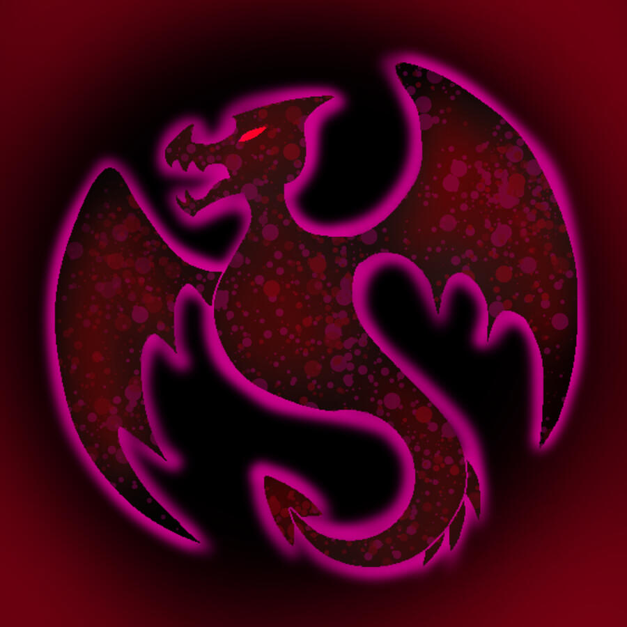 Pixel art of a dragon logo